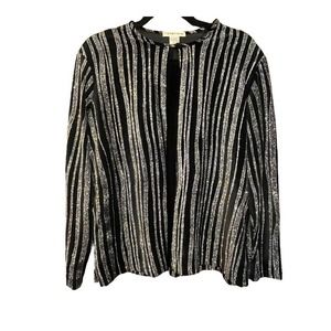Women's Formal Black Velour and silver jacket Notations XL attached tank Sparkly
